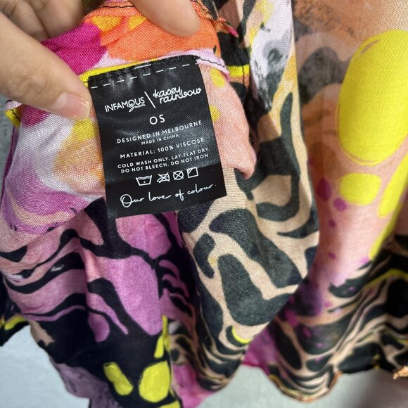 Infamous Swim Kasey Rainbow Swim Cover Up Womens O/S Guilia Kimono Beach Resort - Picture 3 of 6